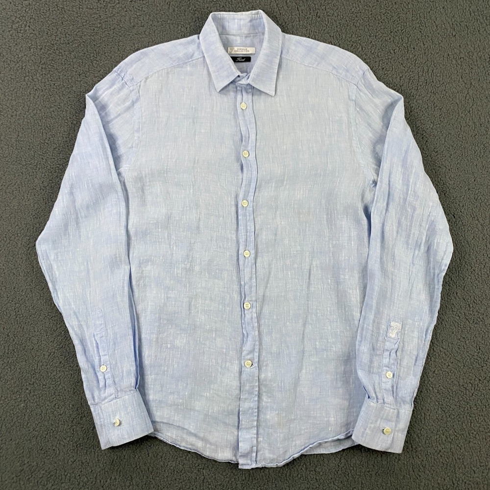 Gianni Versace Collection Shirt Mens 16 41 Linen Button Up Dress Trend Italy